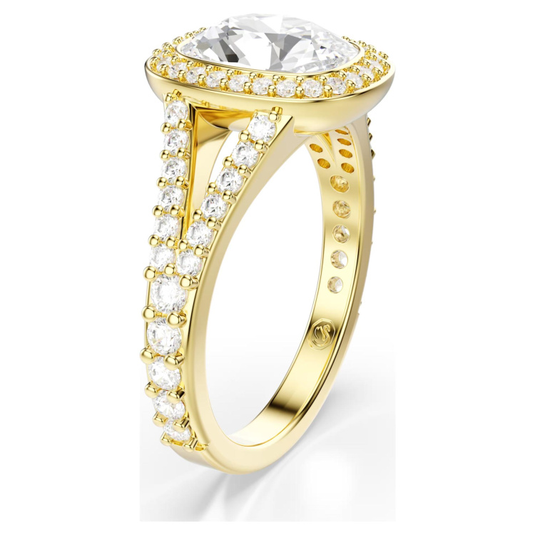 Una Angelic ring Cushion cut, White, 18K gold finish